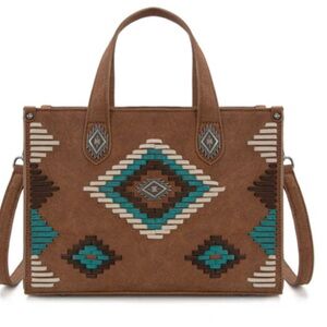 Montana West Brown Aztec Crossbody Purse Tote